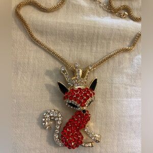 Off Park Collection Princess Fox Red Clear‎ Jeweled Pendant Necklace